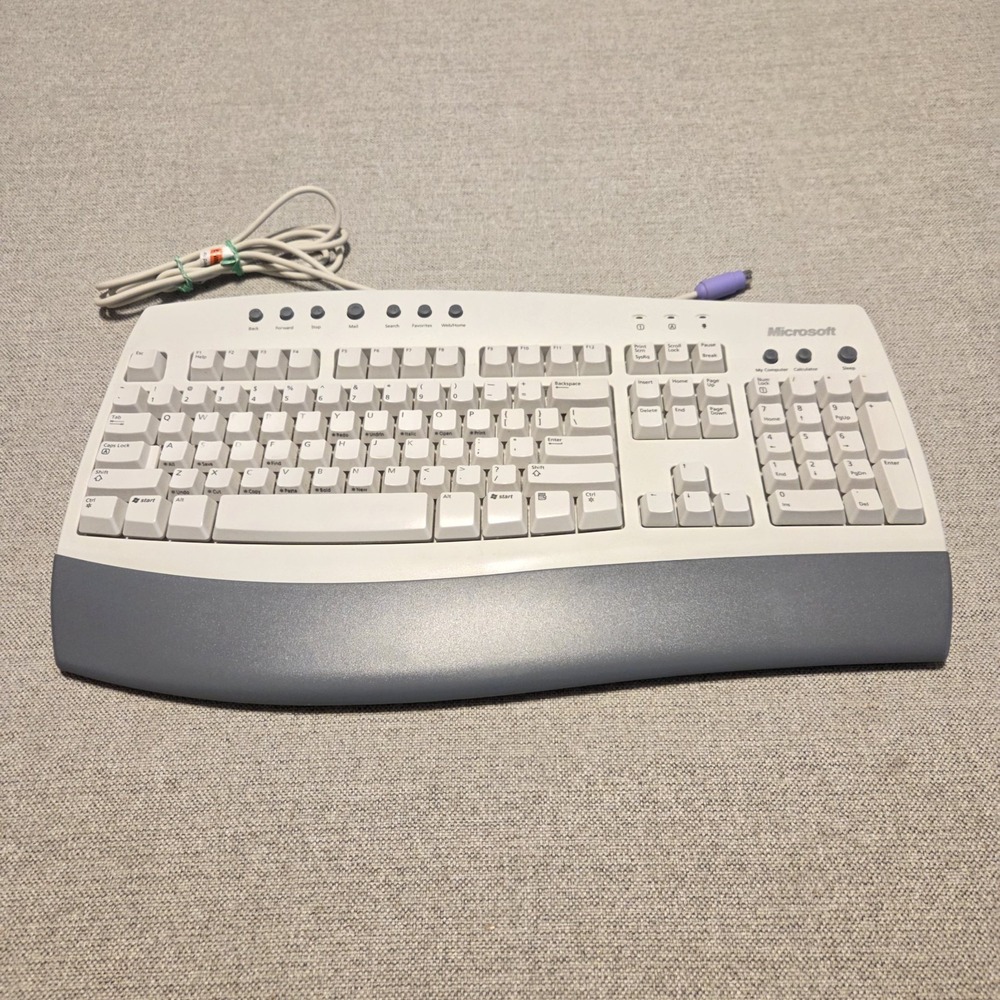 Vintage Microsoft Internet Keyboard X05-52211 PS/2 Wired Old School 10 Hot Keys